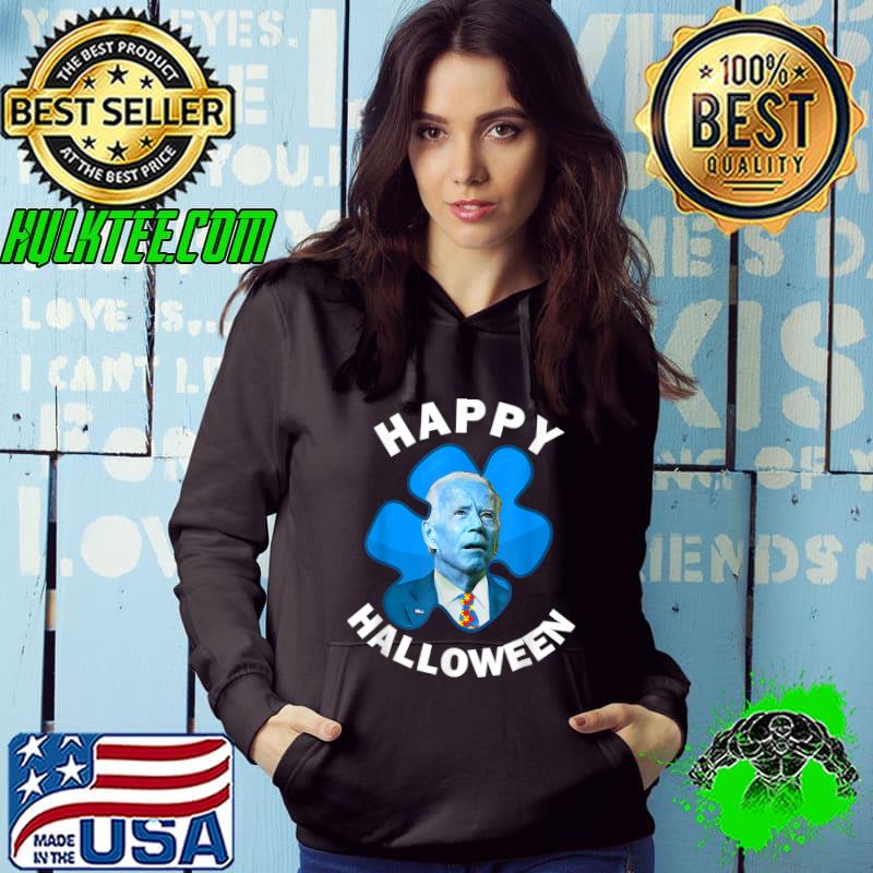 Happy Halloween Autism Awareness Joe Biden Puzzle Piece Blue T-Shirt