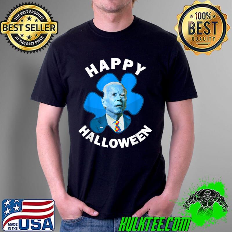 Happy Halloween Autism Awareness Joe Biden Puzzle Piece Blue T-Shirt Unisex Happy Halloween Autism Awareness Joe Biden Puzzle Piece Blue T-Shirt Unisex