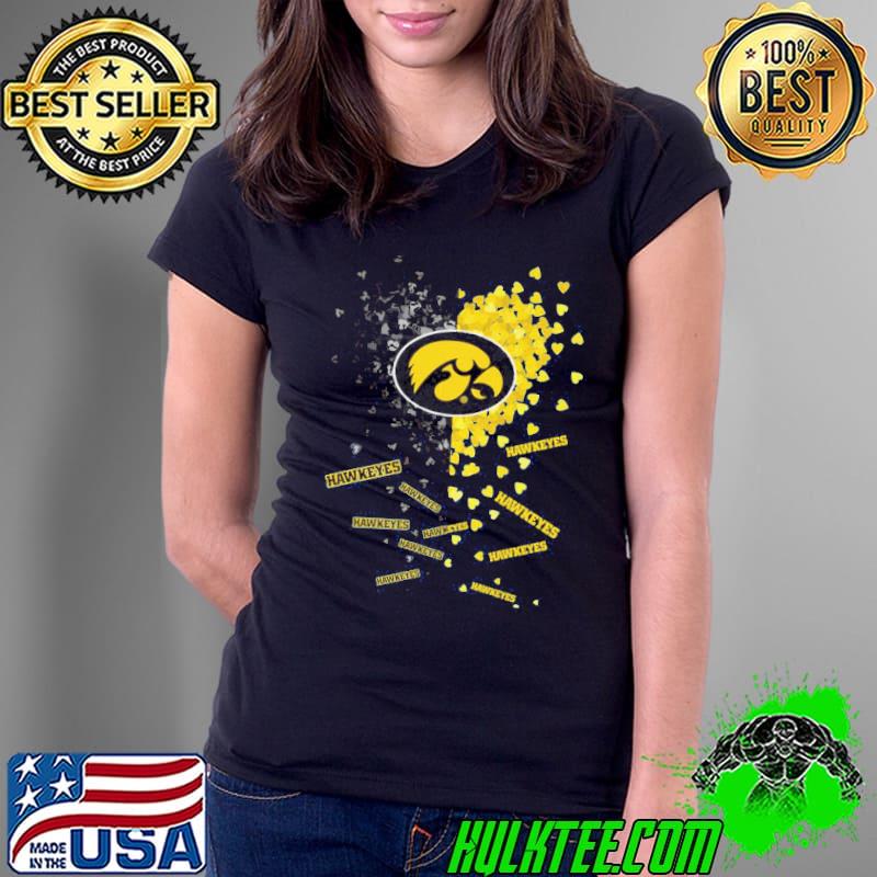 Heart Black And Yellow Iowa Hawkeyes Shirt Ladies Tee Heart Black And Yellow Iowa Hawkeyes Shirt Ladies Tee