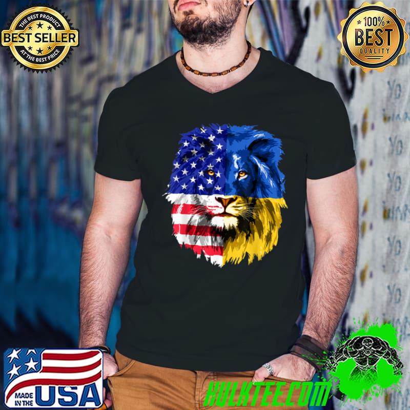 I Stand With Ukraine American USA Flag Support Ukrainian T-Shirt