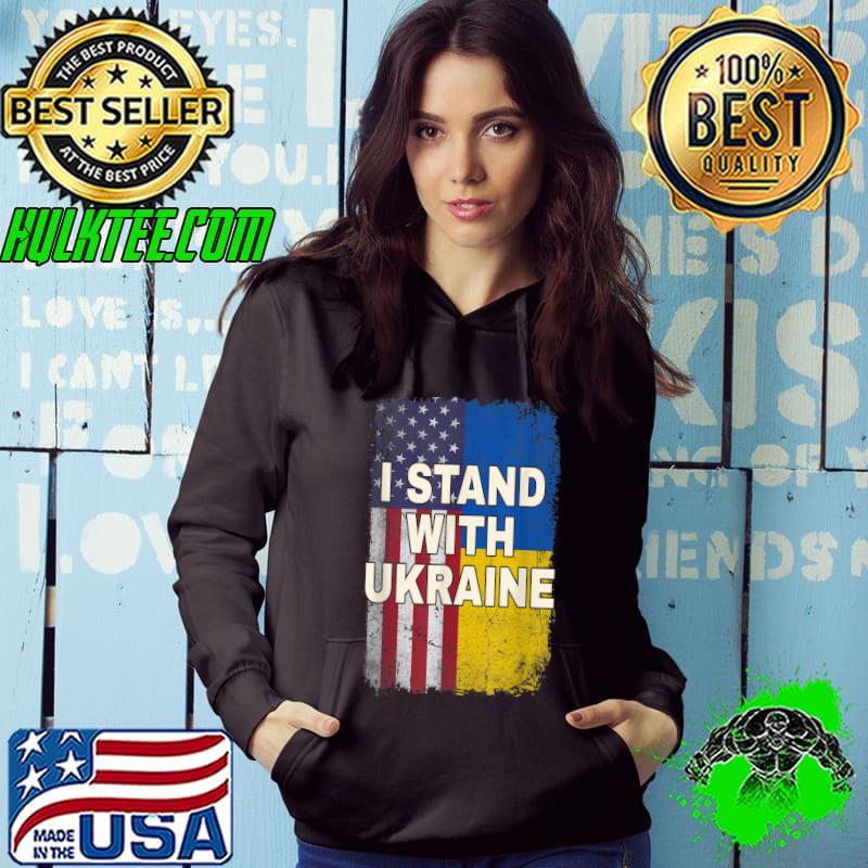 I Stand With Ukraine Support UKRAINE American Flag T-shirt