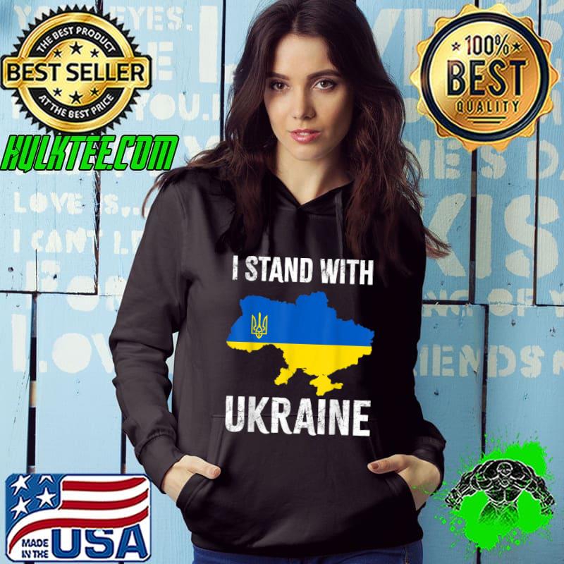I Stand With Ukraine Support UKRAINE Ukrainian American Flag T-Shirt