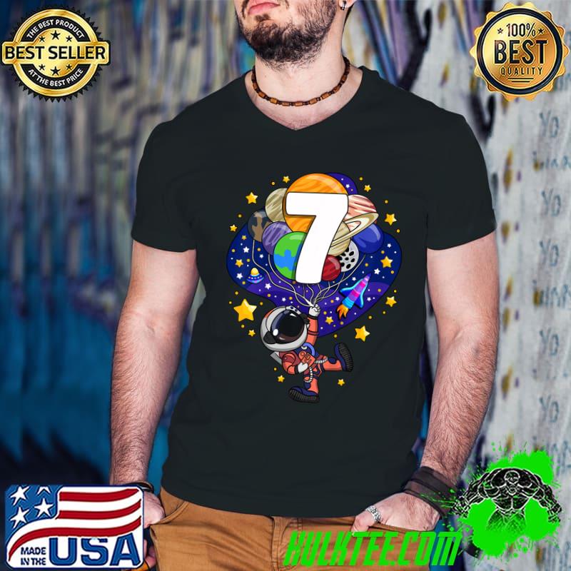 Kids Outer Space Astronaut 7th Birthday Boy 7 Year Old Seven T-Shirt