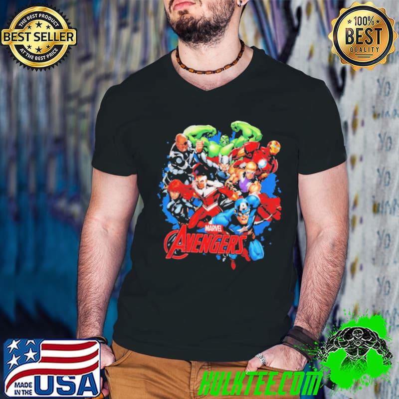Marvel avengers comic style collage shirt