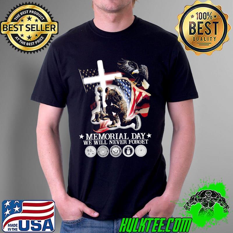 Memorial day we will never forget veterans eagle america flag shirt