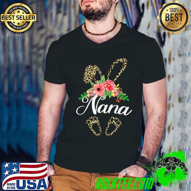 Mother's Day Easter Shirt Flower Nana Leopard Bunny T-Shirt