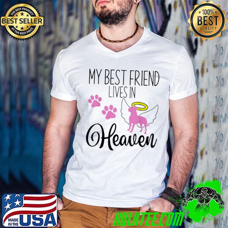 My Best Friend Lives In Heaven Pet Loss Pitbull Pit Bull T-Shirt
