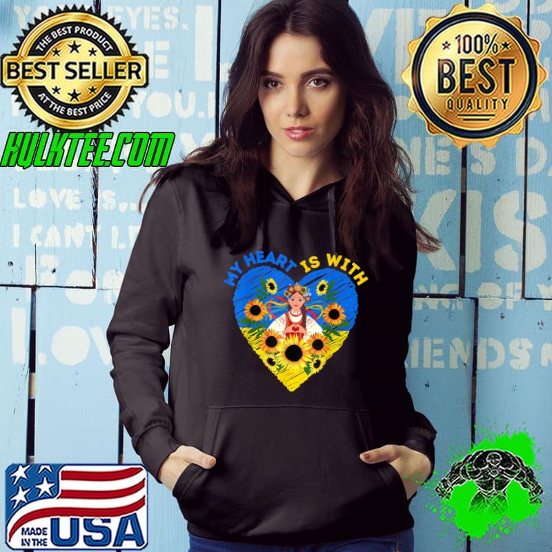 MY HEART IS WITH UKRAINE, Ukrainian Flag Traditional Women T-Shirt