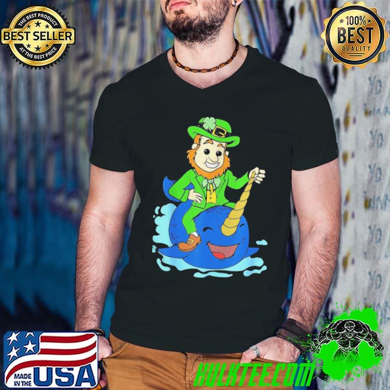 Narwhal st patricks day irish leprechaun boys shirt