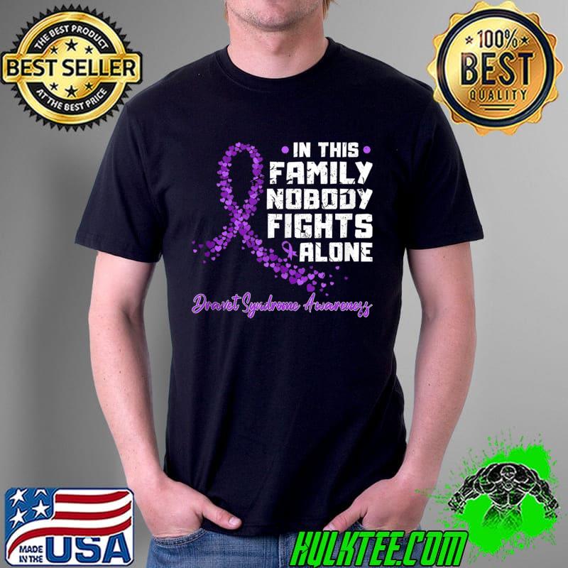 Nice Dravet Syndrome Awareness Nobody Fights Alone Purple Ribbon T-shirt