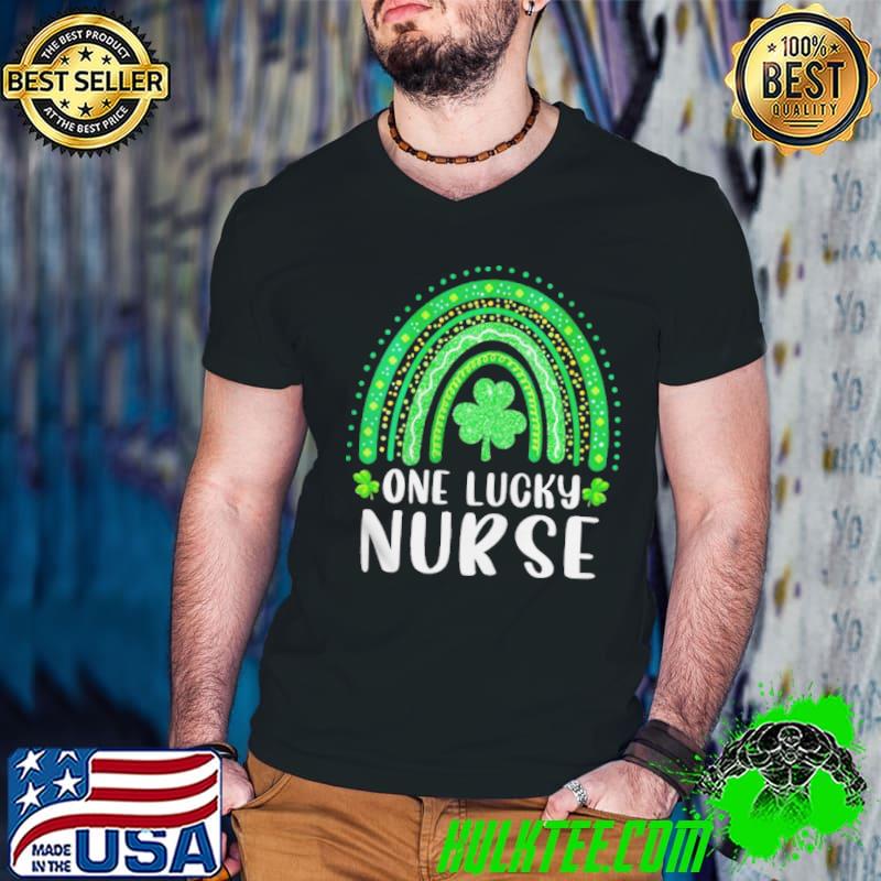 One lucky nurse rainbow saint patrick's day irish nursing shirt
