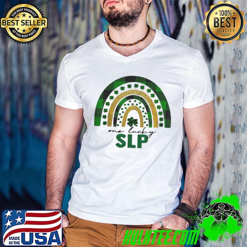 One lucky slp rainbow st patricks day shamrock shirt