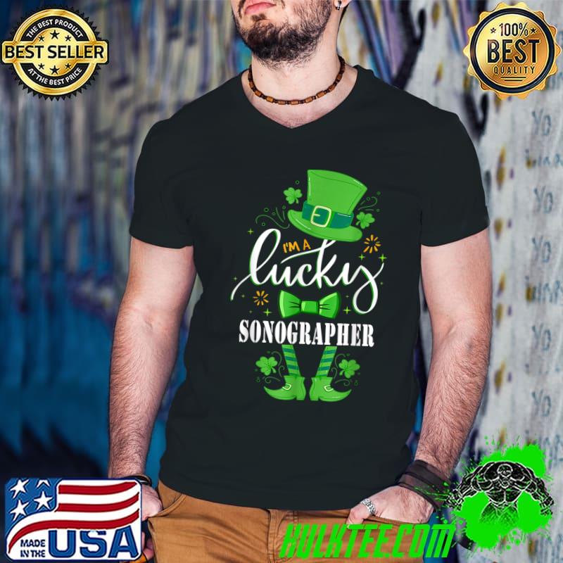 One Lucky Sonographer Rainbow St Patricks Day Shamrock T-Shirt