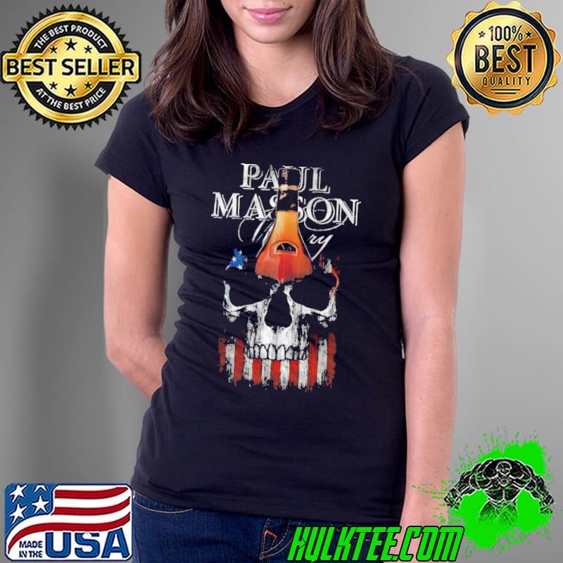 Paul Masson Skull American Flag Shirt Ladies Tee Paul Masson Skull American Flag Shirt Ladies Tee