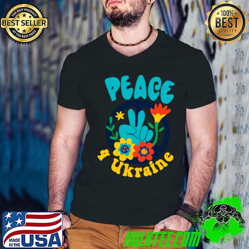 Peace for Ukraine Ukrainian Peace Ukrain flag colors T-shirt