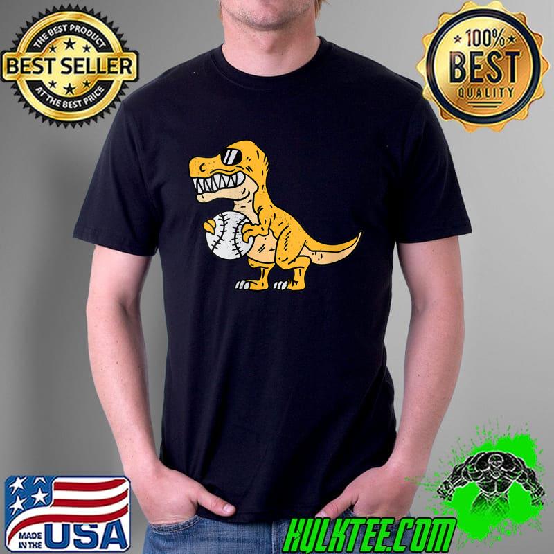 Premium Dinosaur Baseball Cute T-Rex Sports Player Fan Boys Kids T-shirt