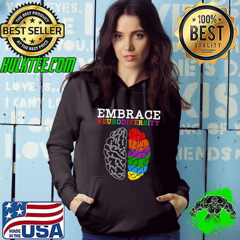 Premium Embrace Neurodiversity Spectrum ASD ADHD Rainbow Brain T-shirt