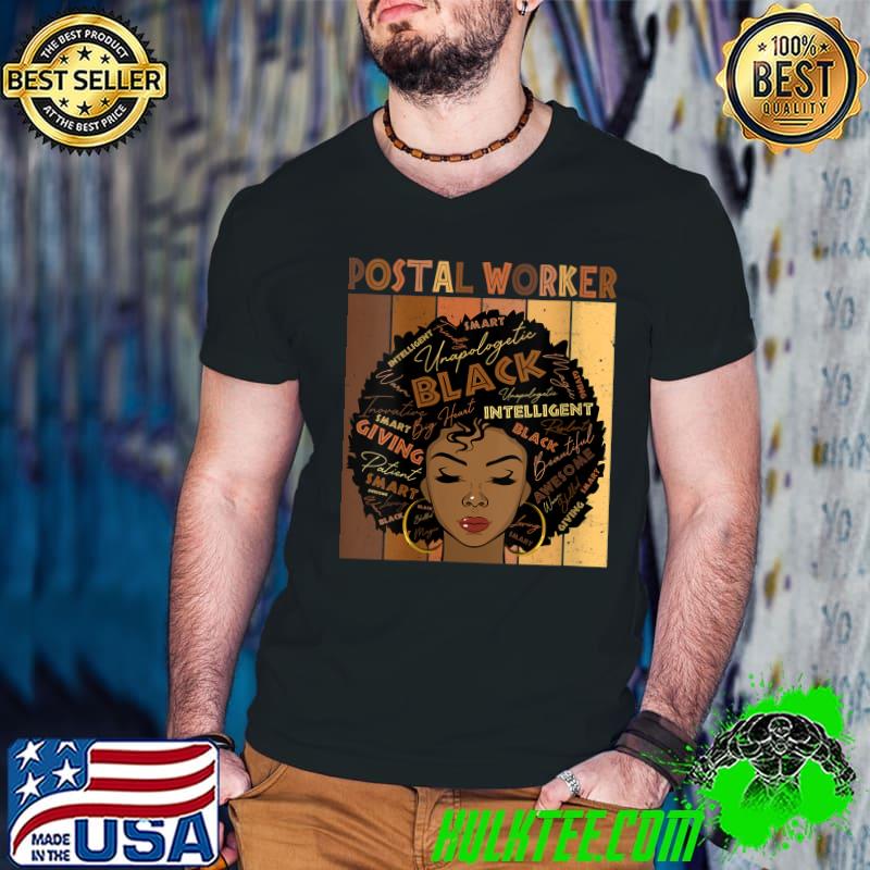 Premium Melanin Postal Worker Afro Hair Black History Month T- Guys V Neck Premium Melanin Postal Worker Afro Hair Black History Month T- Guys V Neck