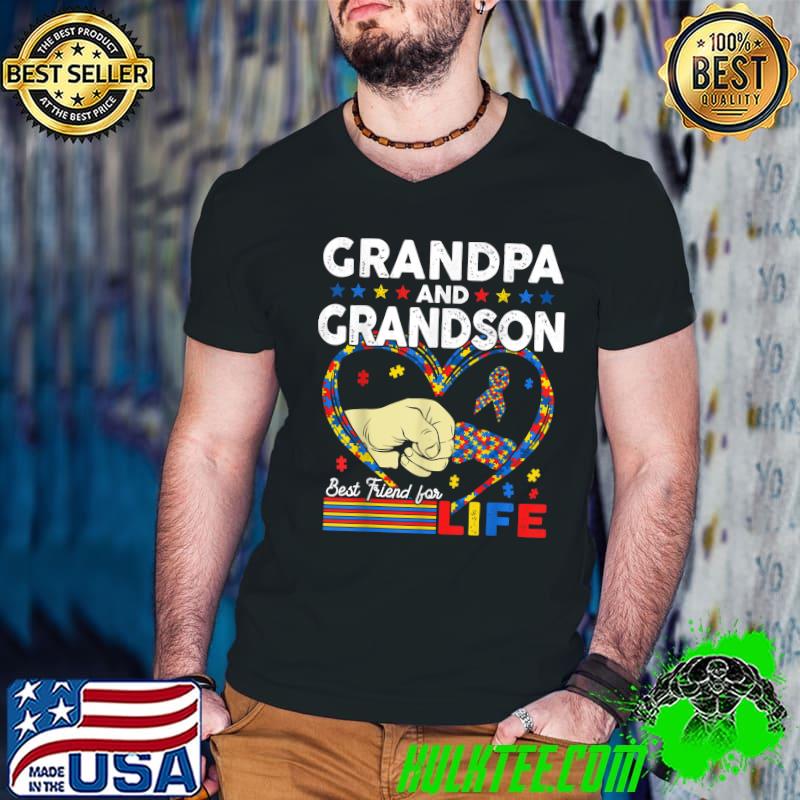 Proud Support Autism Grandpa And Grandson Autism Awareness T-Shirt