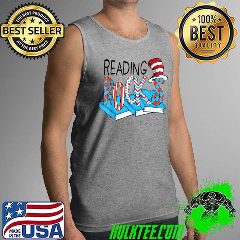 Reading Rocks Book Teacher Red White Stripe Students Kids T-Shirt Tank Top Reading Rocks Book Teacher Red White Stripe Students Kids T-Shirt Tank Top