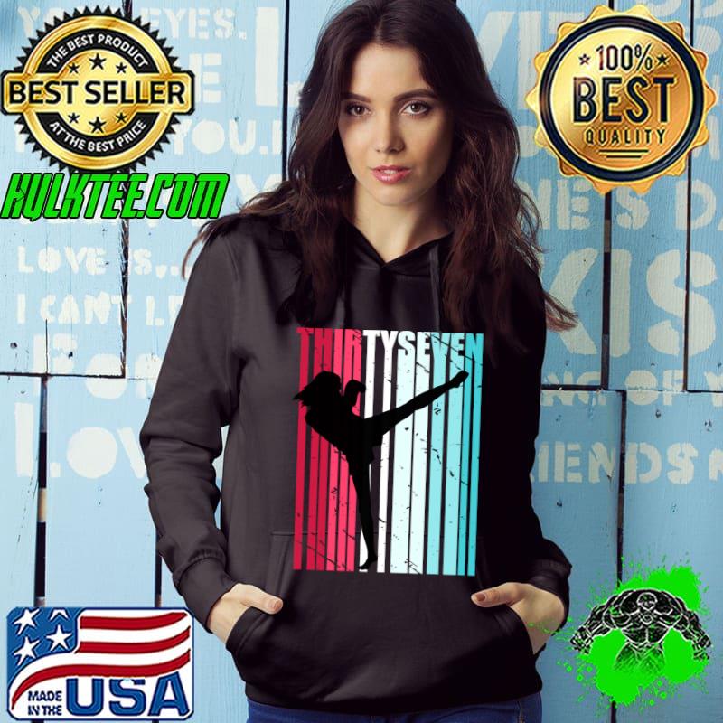Retro 37th Birthday for Kickboxing Women Kickboxer Kick Box T-shirt