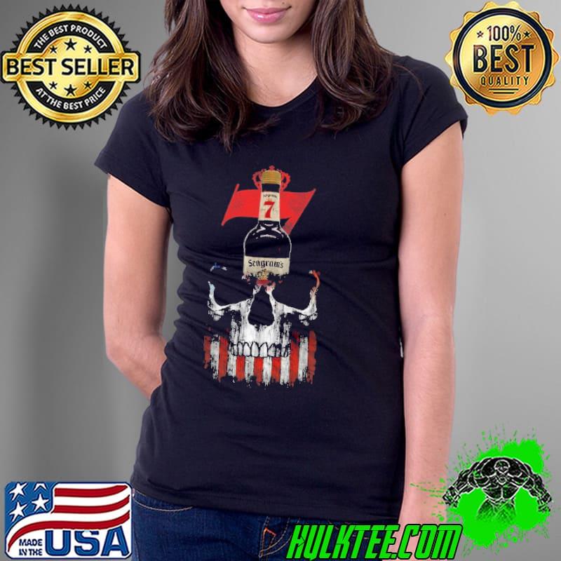 Seagram Skull American Flag Shirt Ladies Tee Seagram Skull American Flag Shirt Ladies Tee