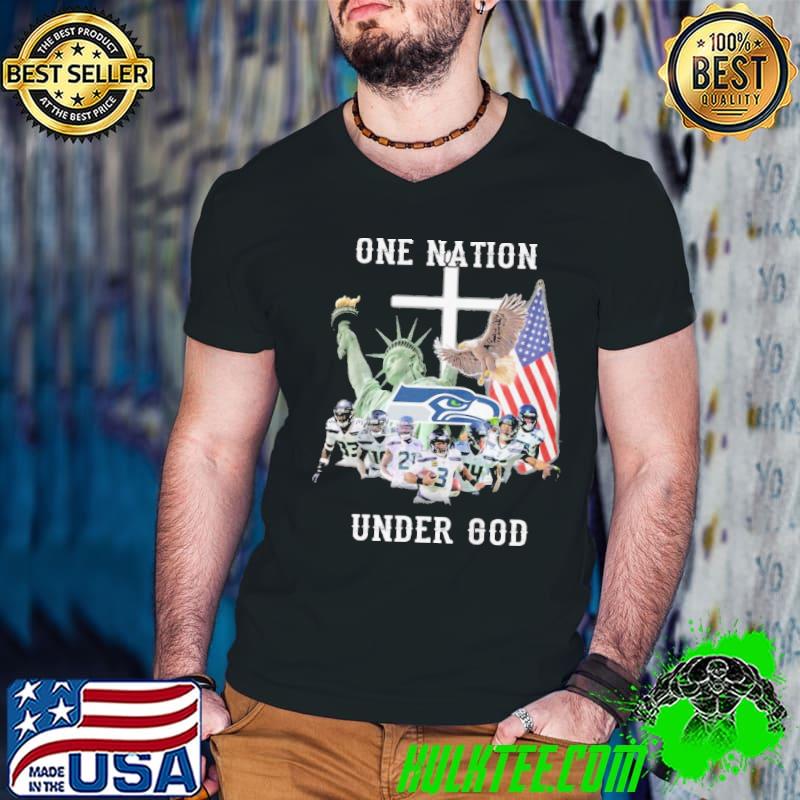 Seattle Seahawks Eagle one nation under god america flag shirt