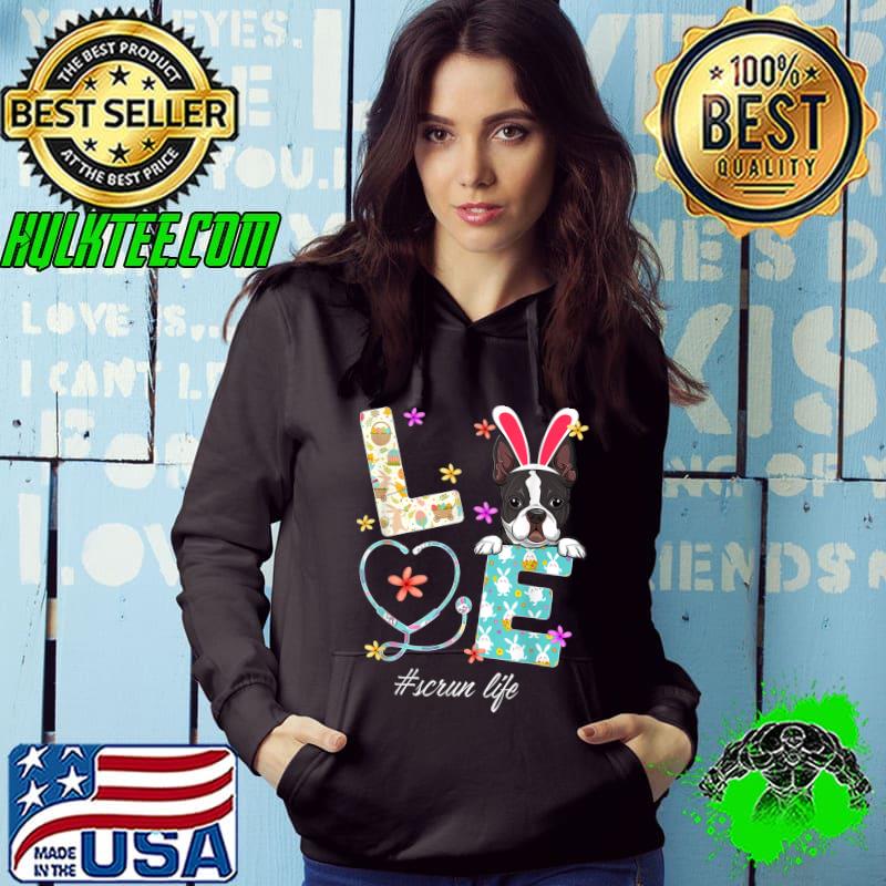 Stethoscope Scrub Life Nurse French Bulldog Easter Day T-Shirt