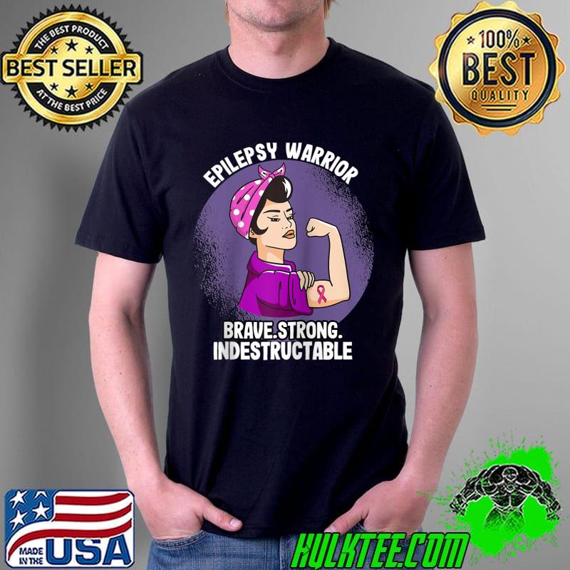 Strong Women Epilepsy Warrior Awareness Support T-Shirt