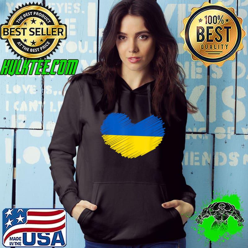 Support Ukraine I Stand With Ukraine Heart Ukrainian Flag T-Shirt