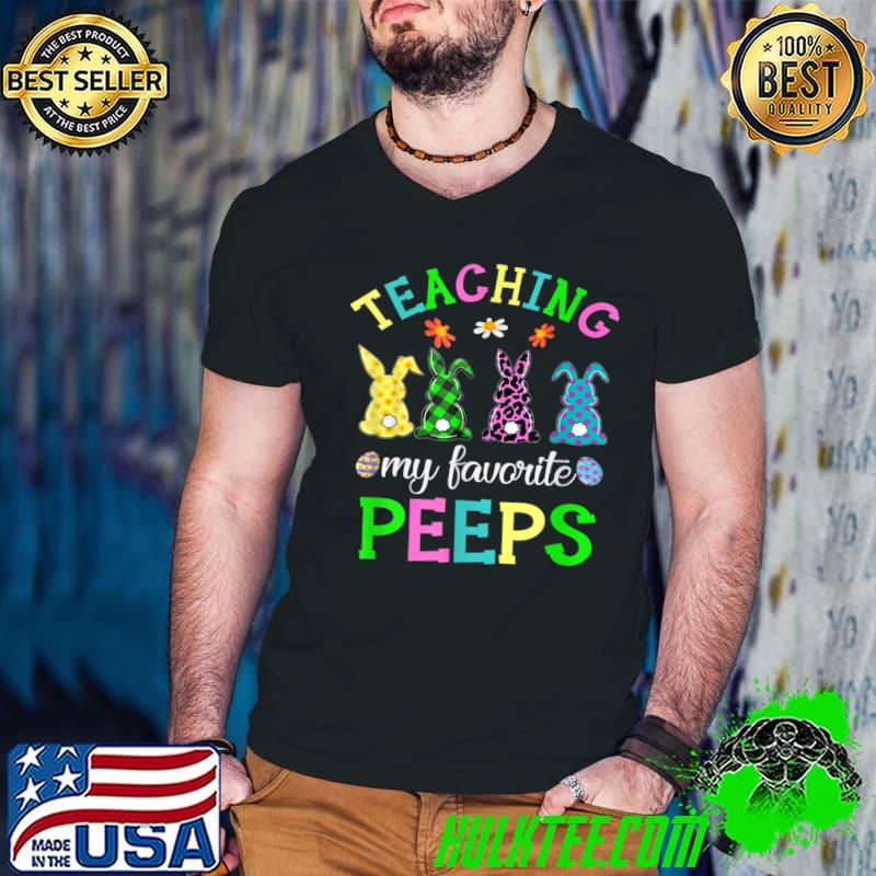 Teaching My Favorite Peeps Easter Day Funny Teacher T-Shirt Guys V Neck Teaching My Favorite Peeps Easter Day Funny Teacher T-Shirt Guys V Neck