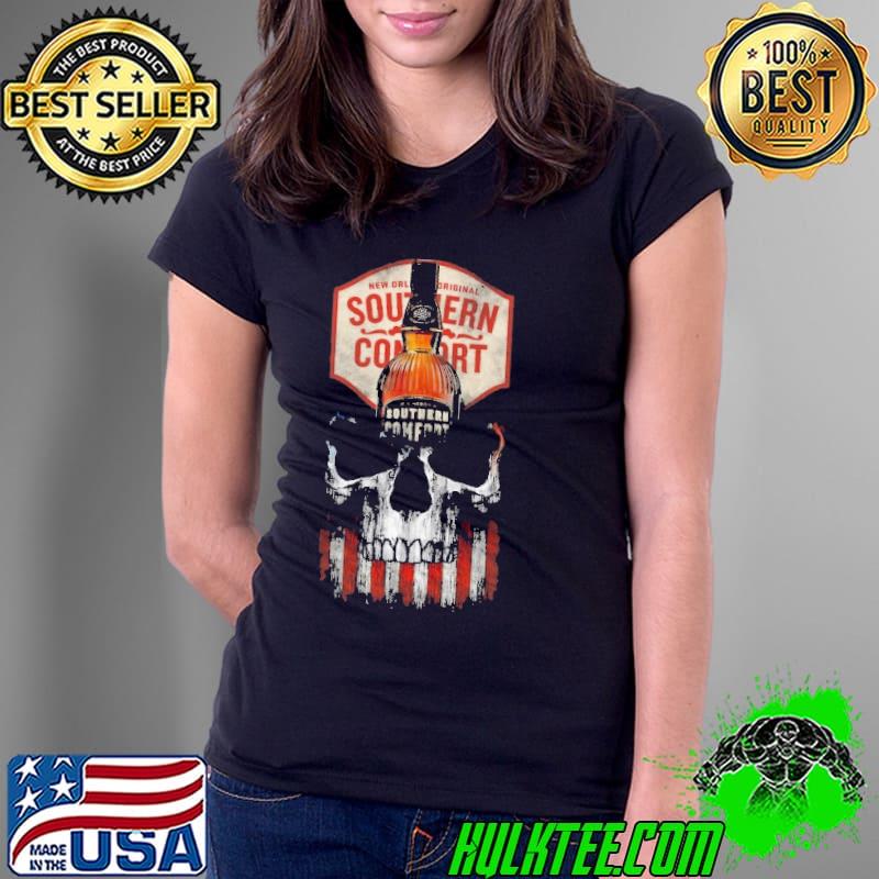 Tequila Southern Comfort Skull American Flag Shirt Ladies Tee Tequila Southern Comfort Skull American Flag Shirt Ladies Tee