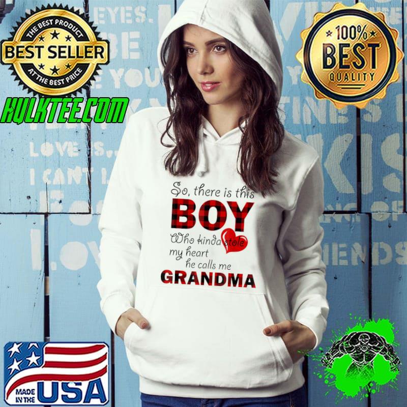 This boy kinda stole my heart he calls me grandma red plaid Hoodie This boy kinda stole my heart he calls me grandma red plaid Hoodie
