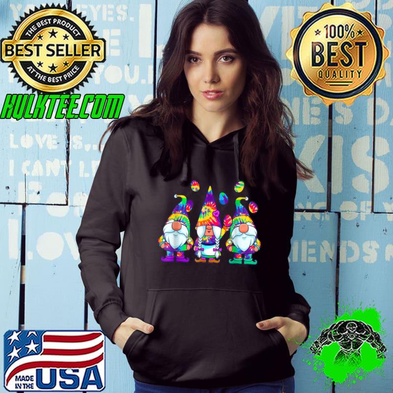 Three Hippie Gnomes Tie Dye Retro Vintage Easter Day 2022 T-Shirt