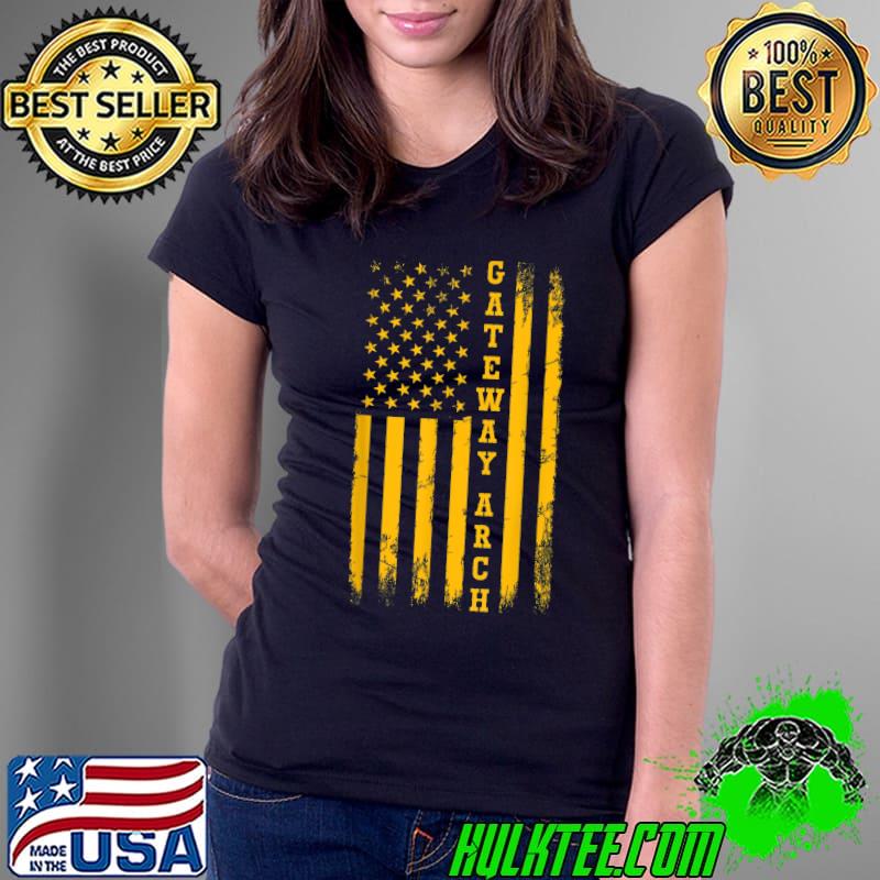 USA American Flag - National Park Gateway Arch T-Shirt Ladies Tee USA American Flag - National Park Gateway Arch T-Shirt Ladies Tee