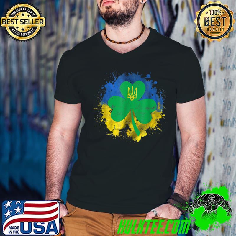 Vintage Shamrock Ukraine Flag Irish Ukrainian St Patrick Day T-Shirt