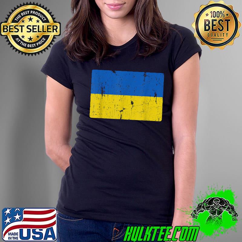 Vintage Ukrainian Flag Of Ukraine Retro Style Men Women Gift T-Shirt Ladies Tee Vintage Ukrainian Flag Of Ukraine Retro Style Men Women Gift T-Shirt Ladies Tee