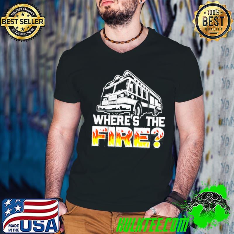 Where's the fire truck fireman firefighting fire rescue Guys V Neck Where's the fire truck fireman firefighting fire rescue Guys V Neck