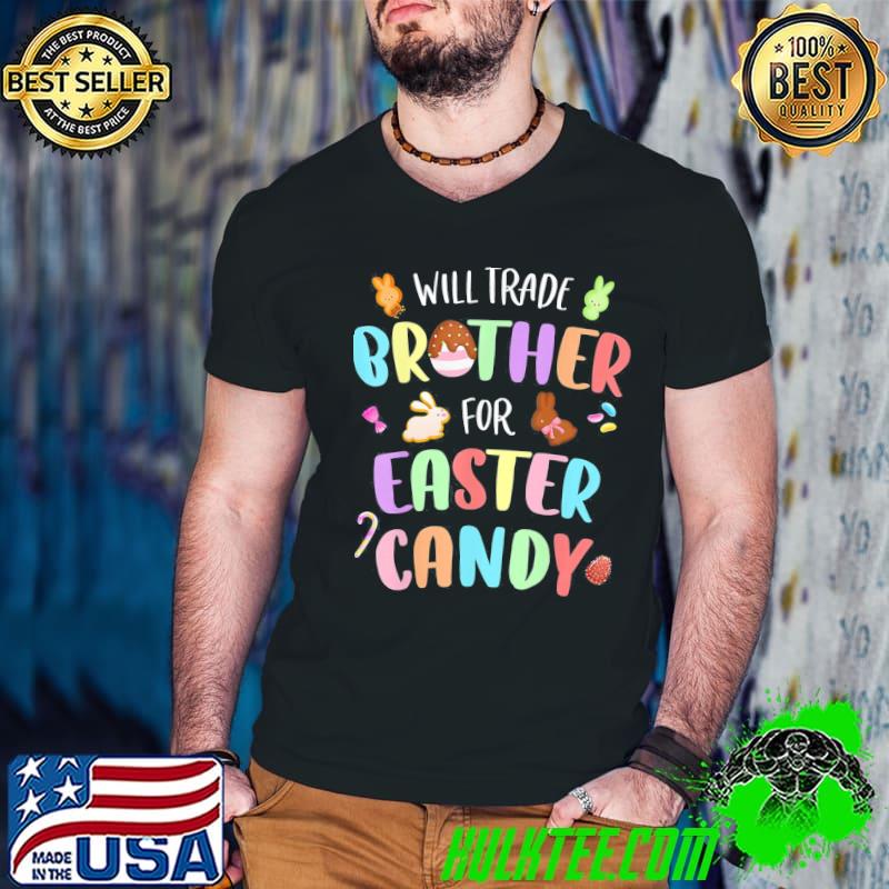 Will Trade Brother For Easter Candy Bunny Chocolate T-Shirt Guys V Neck Will Trade Brother For Easter Candy Bunny Chocolate T-Shirt Guys V Neck