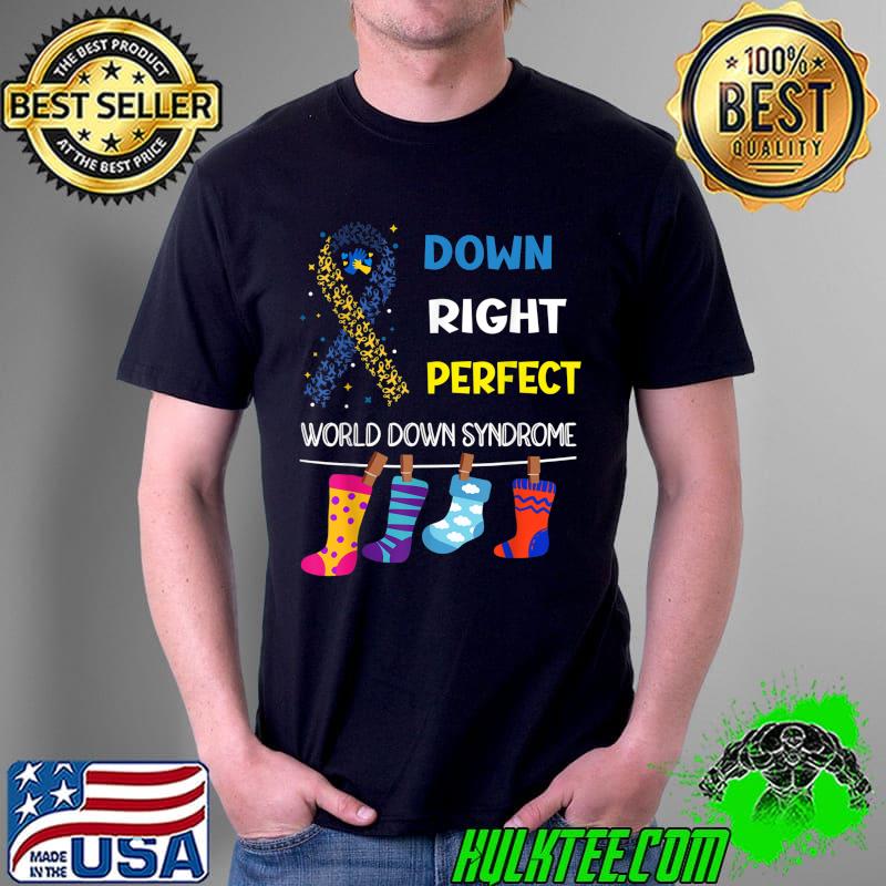 World Down Syndrome Support Kids Yell Ribbon Blue T-Shirt