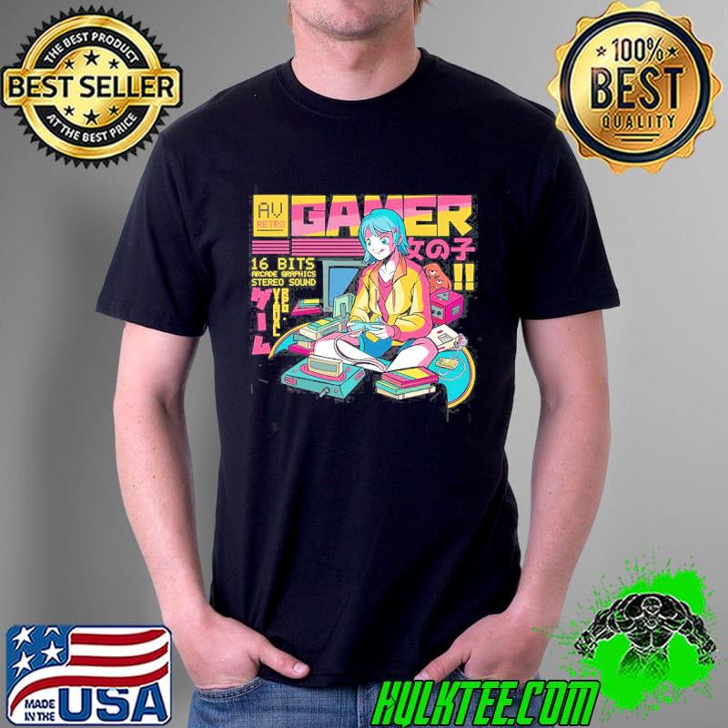 Anime gamer vaporwave aesthetic shirt