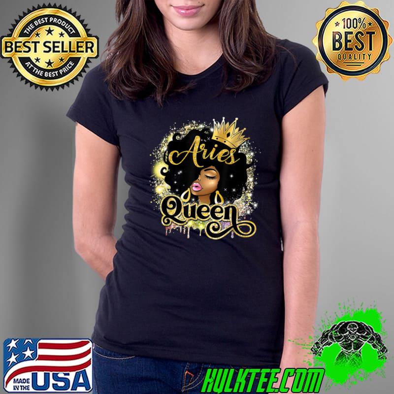 Aries Queen Afro Girl Zodiac Signs Birthday Gift T-Shirt Ladies Tee Aries Queen Afro Girl Zodiac Signs Birthday Gift T-Shirt Ladies Tee