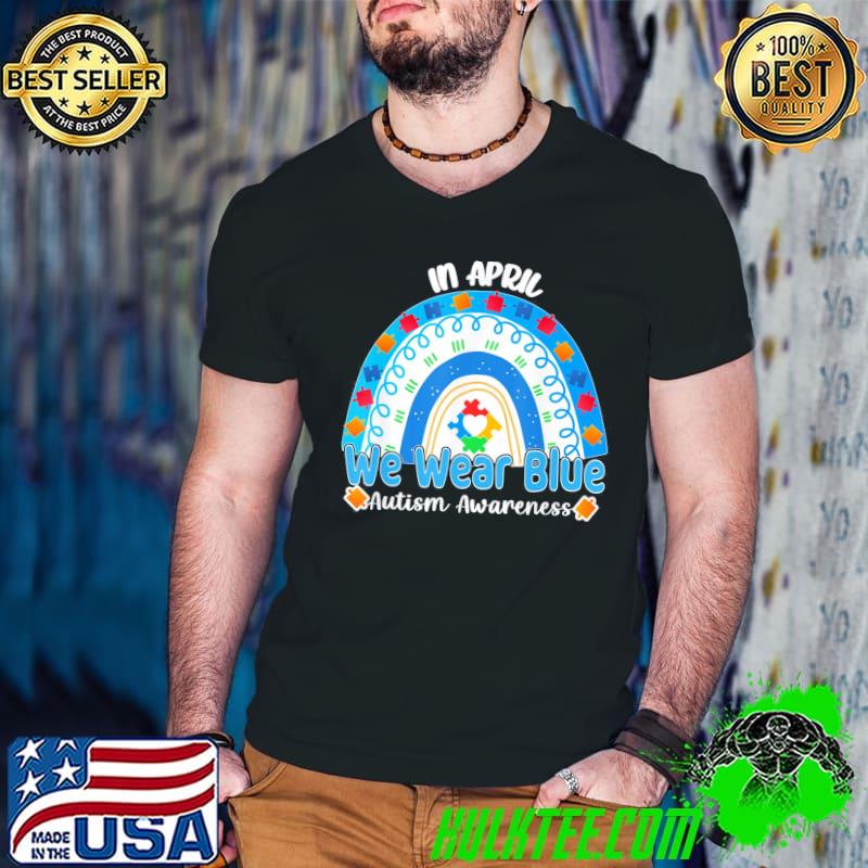 Autism Awareness Rainbow Puzzle Autism Awareness Month T-Shirt Guys V Neck Autism Awareness Rainbow Puzzle Autism Awareness Month T-Shirt Guys V Neck