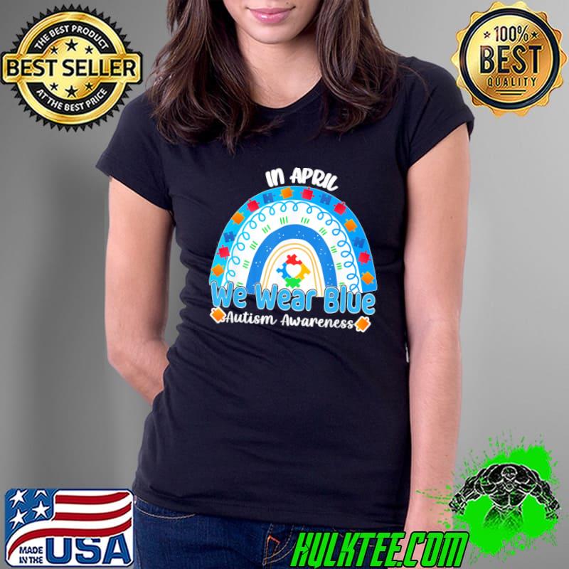 Autism Awareness Rainbow Puzzle Autism Awareness Month T-Shirt Ladies Tee Autism Awareness Rainbow Puzzle Autism Awareness Month T-Shirt Ladies Tee