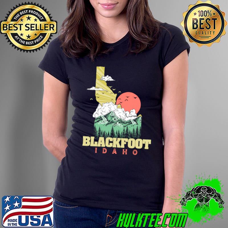 Blackfoot Idaho Outdoors, Nature & Mountains Vintage State T- Ladies Tee Blackfoot Idaho Outdoors, Nature & Mountains Vintage State T- Ladies Tee