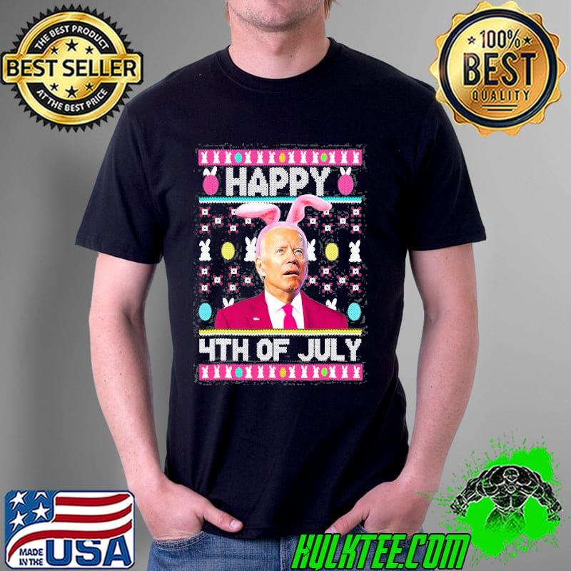 Cute Joe Biden happy 4th of july confused easter Biden bunny shirt