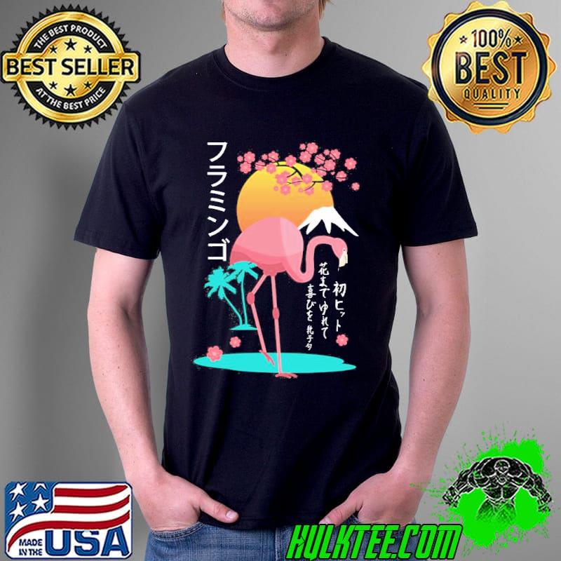 Flamingo japanese sunset fujI shirt