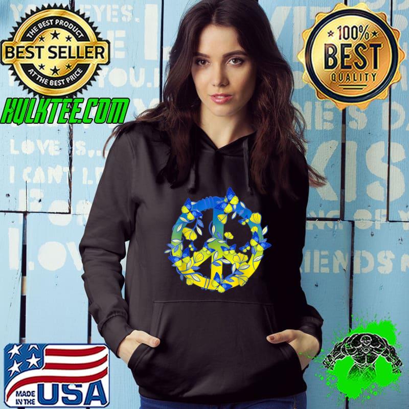 Floral Peace Sign Ukraine T-Shirt Hoodie Floral Peace Sign Ukraine T-Shirt Hoodie