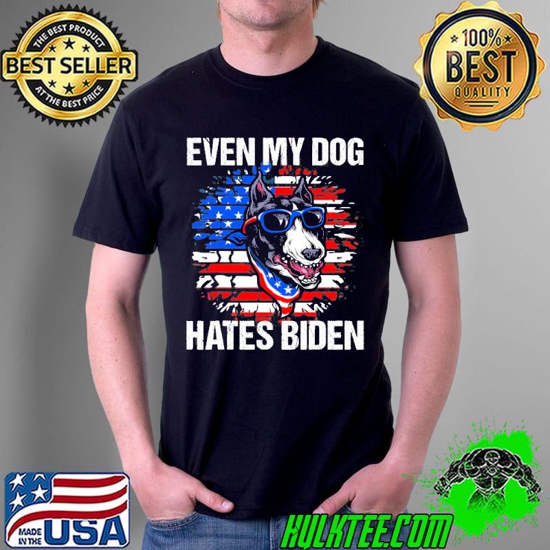 Funny antI Joe Biden even my dog hates Biden usa flag shirt