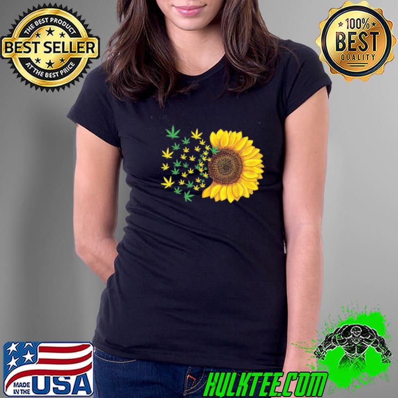 Funny hippie sunflower weed cannabis peace Ladies Tee Funny hippie sunflower weed cannabis peace Ladies Tee